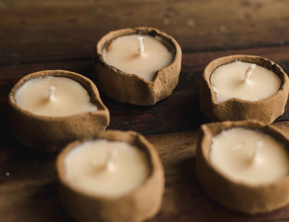 Lemongrass Scented Soy Wax Cowdung Diyas - Set of 5 | Verified Sustainable by Brown Living™