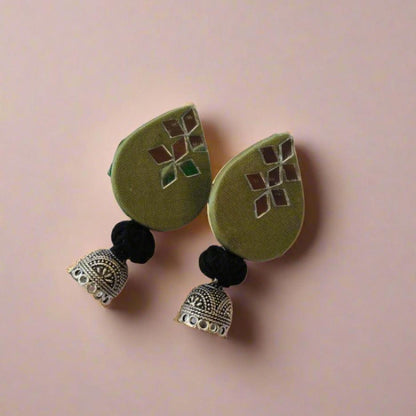 Light Green Ethnic Mirror Earrings | Verified Sustainable by Brown Living™