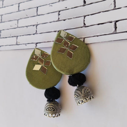 Light Green Ethnic Mirror Earrings | Verified Sustainable by Brown Living™