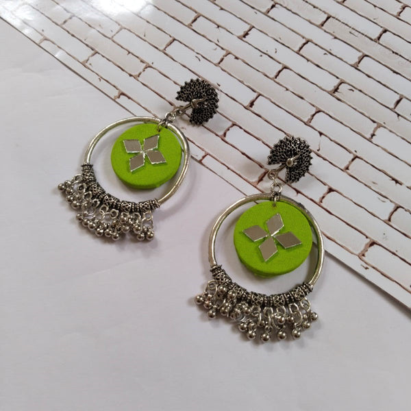 Light Green Oxidized Jhumka Bali Earrings | Verified Sustainable Womens earrings on Brown Living™