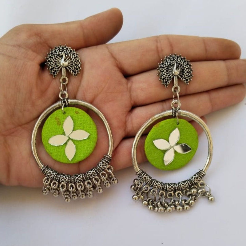 Light Green Oxidized Jhumka Bali Earrings | Verified Sustainable by Brown Living™