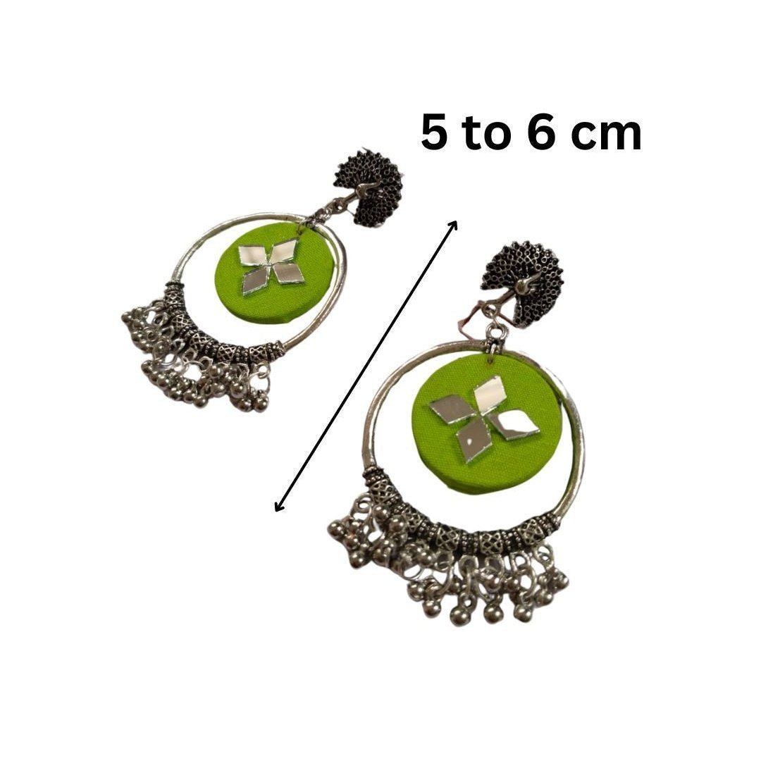 Light Green Oxidized Jhumka Bali Earrings | Verified Sustainable by Brown Living™