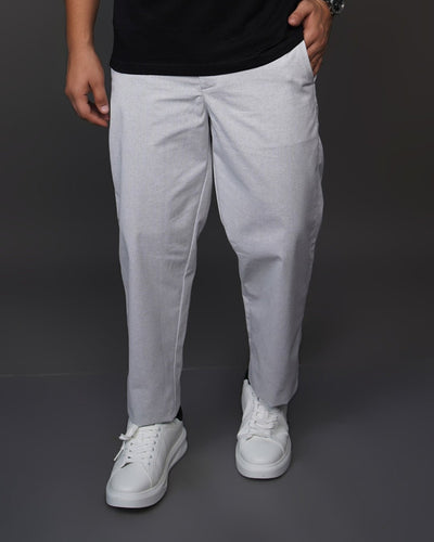 Light Grey Straight Fit Cotton Trousers | Semi-Formal Wear – Mens Trousers on Brown Living™. SKU: AT17H-TROUSER-30. Img 6.