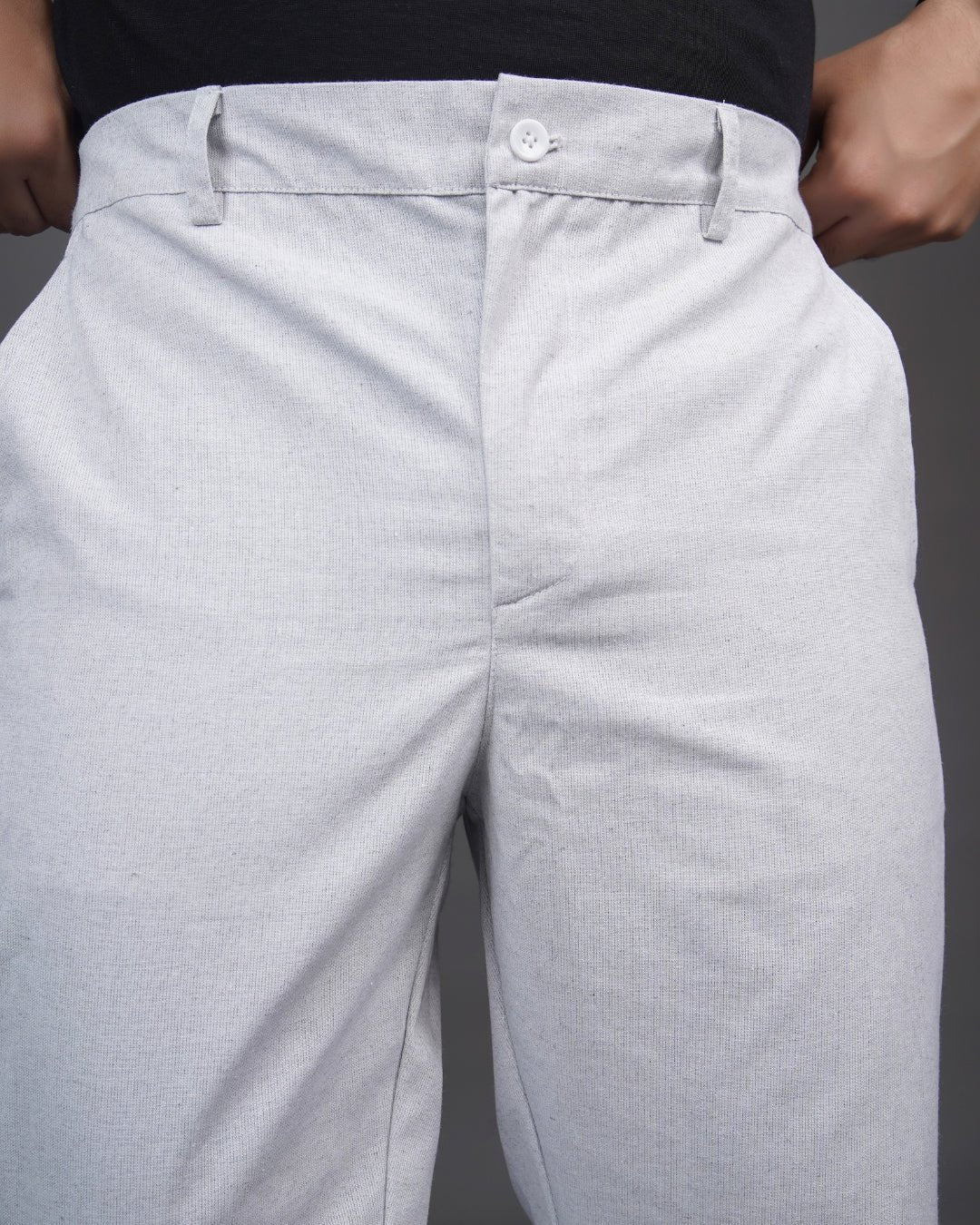 Light Grey Straight Fit Cotton Trousers | Semi-Formal Wear – Mens Trousers on Brown Living™. SKU: AT17H-TROUSER-30. Img 8.