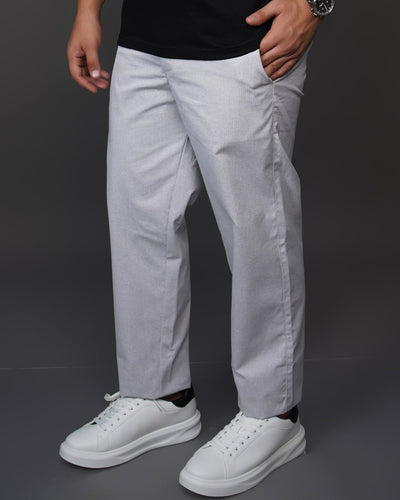 Light Grey Straight Fit Cotton Trousers | Semi-Formal Wear – Mens Trousers on Brown Living™. SKU: AT17H-TROUSER-30. Img 2.