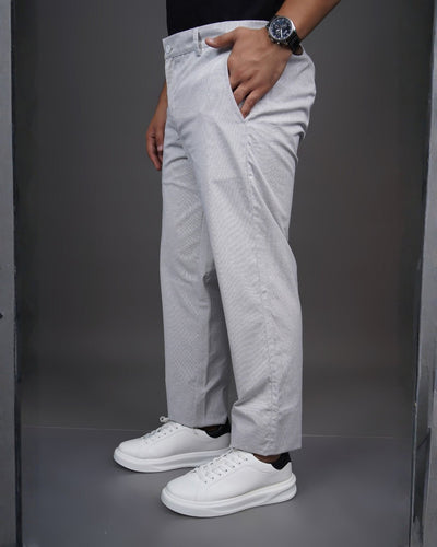 Light Grey Straight Fit Cotton Trousers | Semi-Formal Wear – Mens Trousers on Brown Living™. SKU: AT17H-TROUSER-30. Img 5.