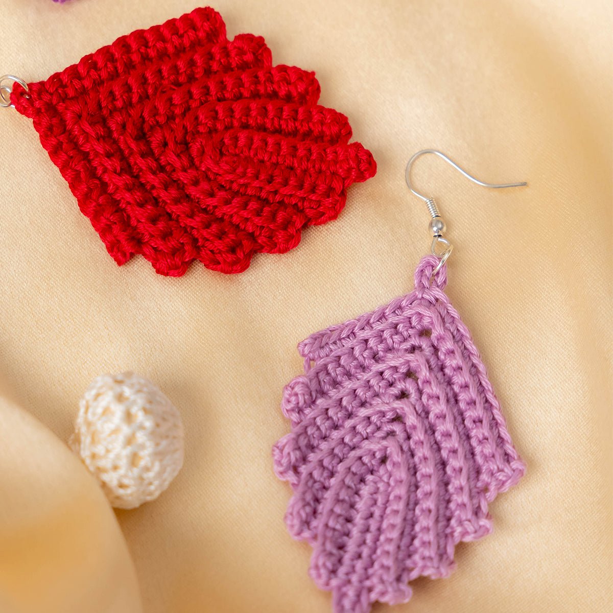 Lilac Dream Earrings | Hand Crochet Lavender Earrings – Jewellery on Brown Living™. SKU: AM-EAR-LilacDream. Img 3.