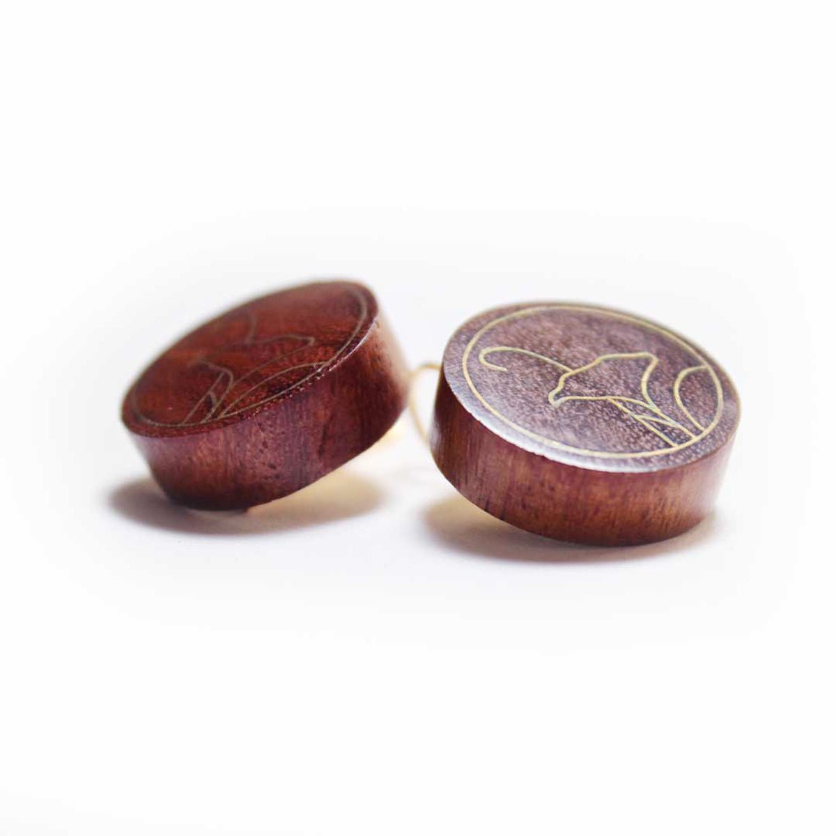 Lilium Taarkashi Wooden Earring - Brass Inlay Craft – Jewellery on Brown Living™. SKU: UATRWJ004. Img 3.