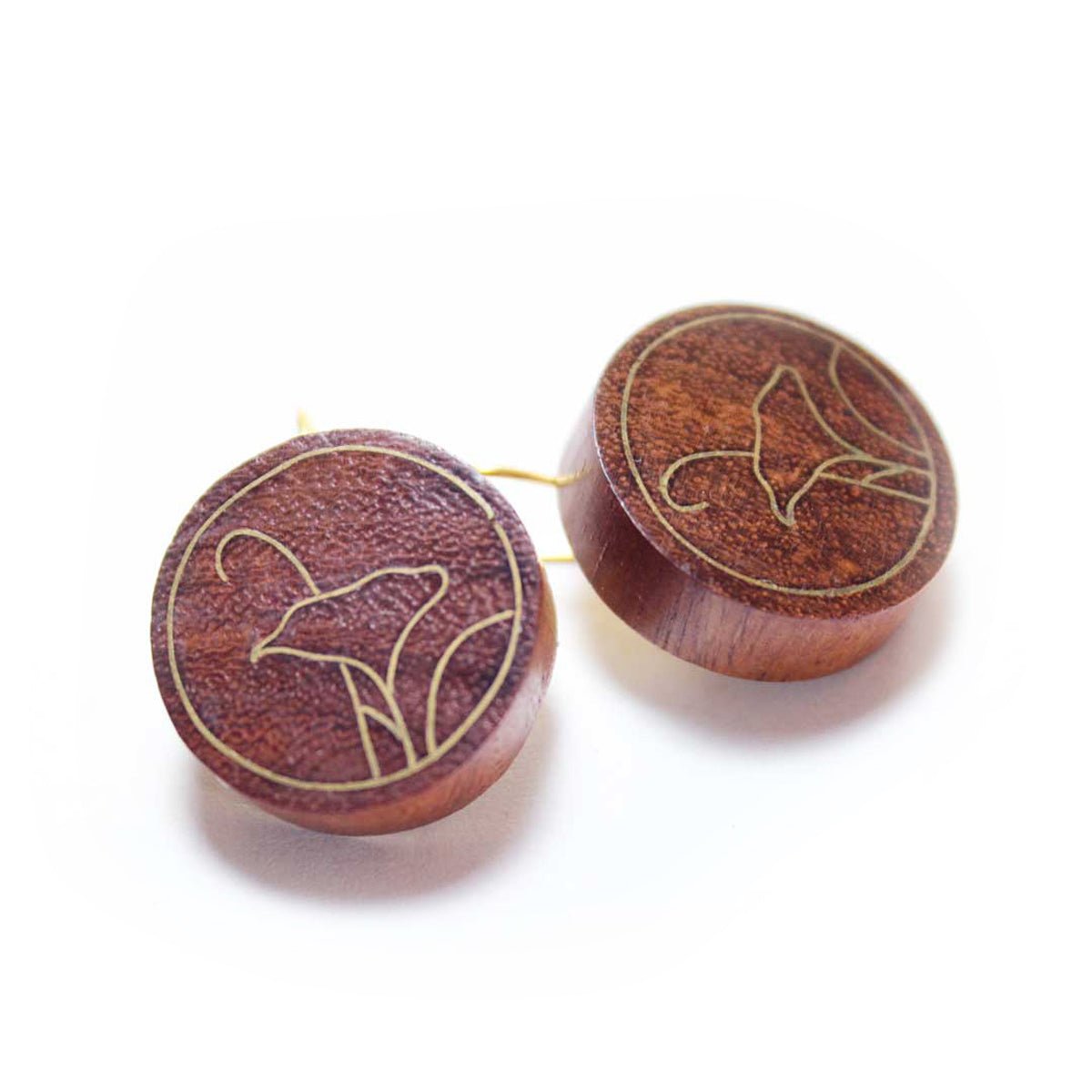 Lilium Taarkashi Wooden Earring - Brass Inlay Craft – Jewellery on Brown Living™. SKU: UATRWJ004. Img 1.