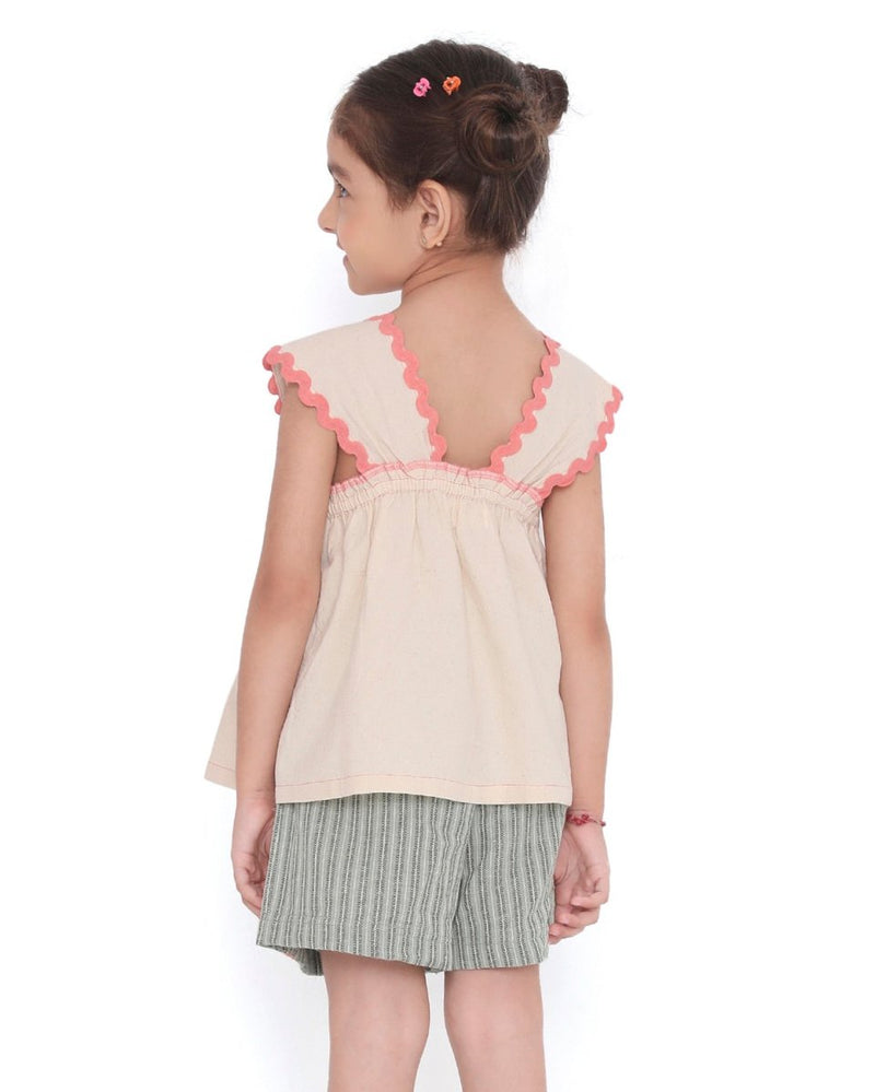 Lillete Embroidered Top and Alouette Jacquard Shorts Co - Ord Set | Verified Sustainable Kids Daywear Sets on Brown Living™