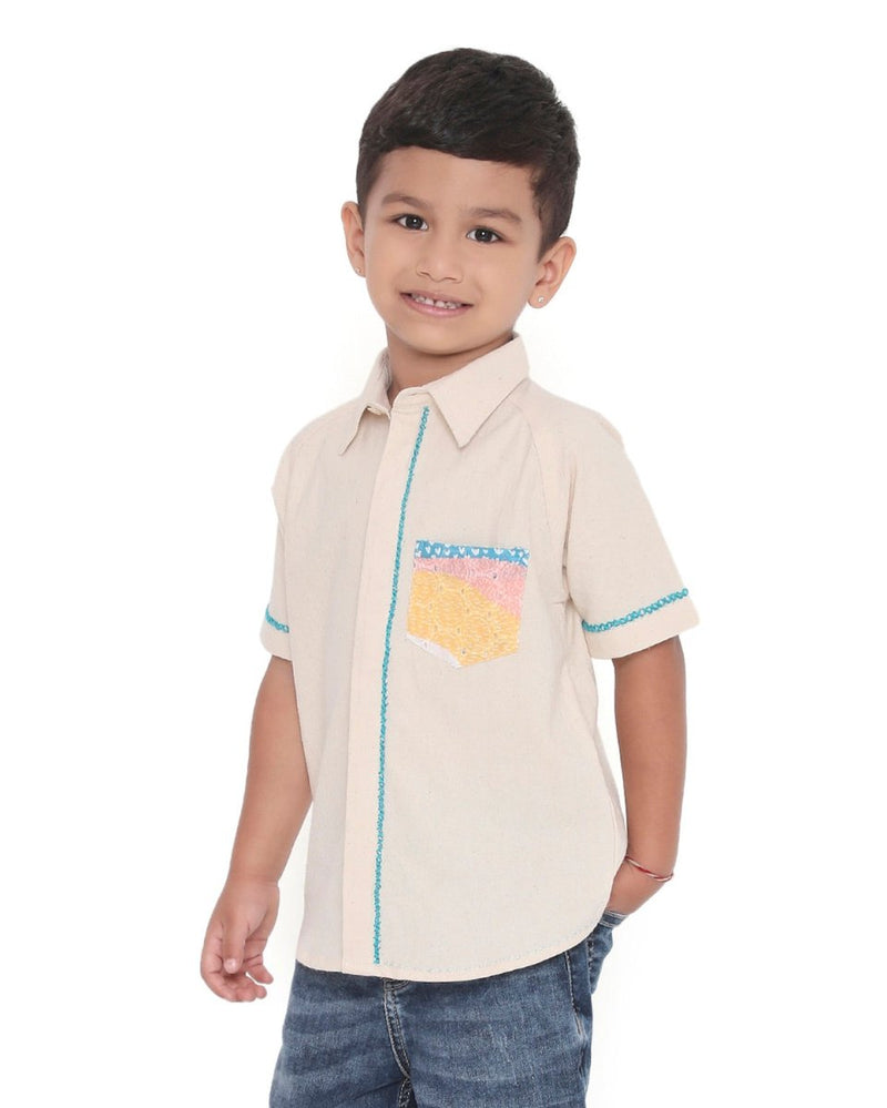 Lillete Solid Shirt with Hand Embroidery Details | Verified Sustainable Kids Shirts on Brown Living™