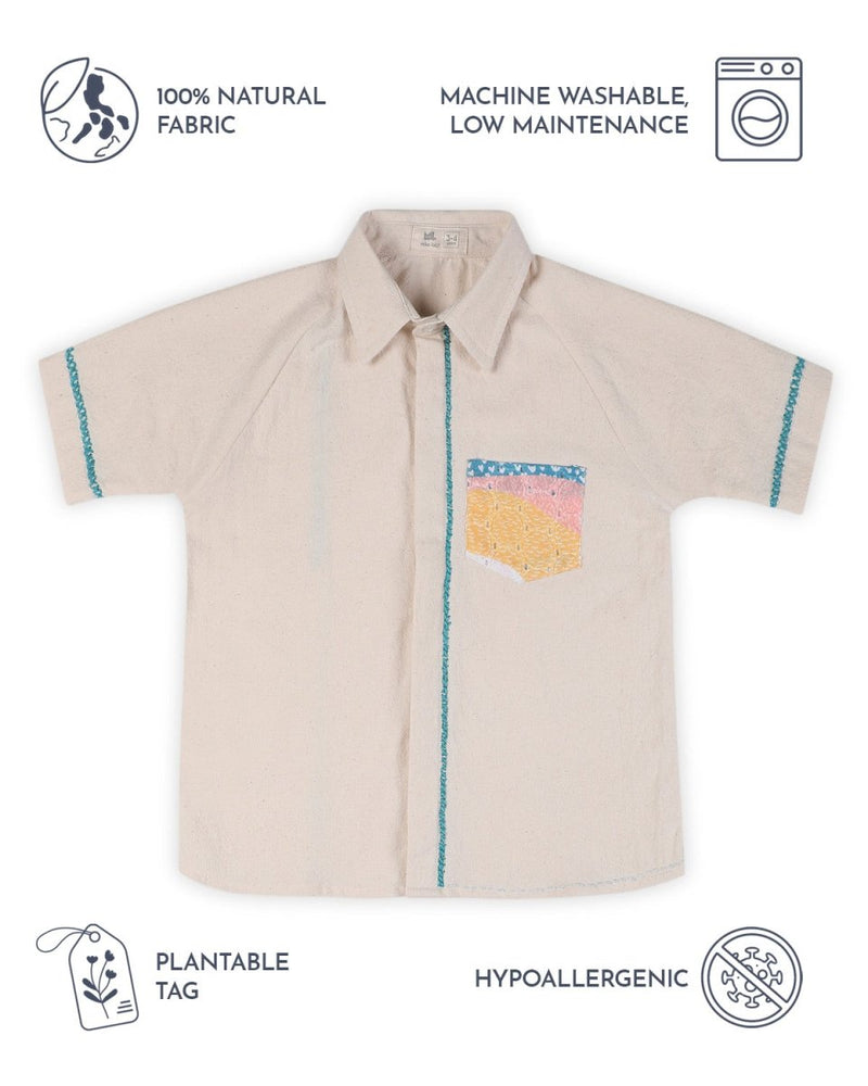 Lillete Solid Shirt with Hand Embroidery Details | Verified Sustainable Kids Shirts on Brown Living™