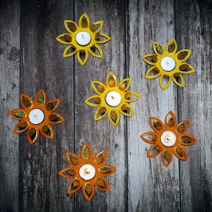 Lily Flower Paper Diya Rangoli - Set of 6 | Verified Sustainable by Brown Living™