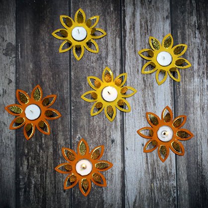 Lily Flower Paper Diya Rangoli - Set of 6 | Verified Sustainable by Brown Living™