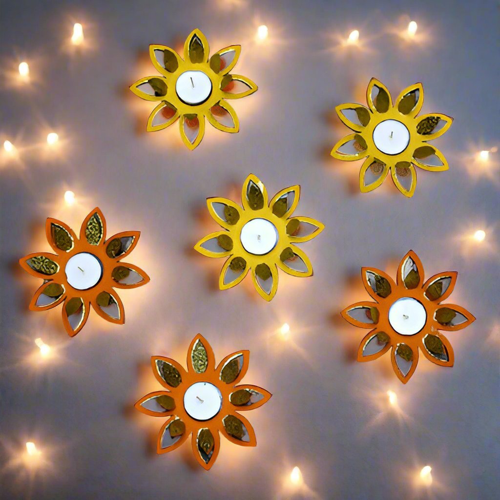 Lily Flower Paper Diya Rangoli - Set of 6 | Verified Sustainable by Brown Living™