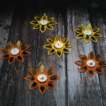 Lily Flower Paper Diya Rangoli - Set of 6 | Verified Sustainable by Brown Living™