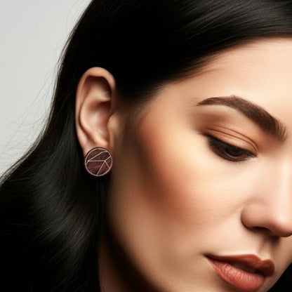 Lineae Taarkashi Wooden Earring - Brass Inlay Craft – Jewellery on Brown Living™. SKU: UATRWJ001. Img 6.