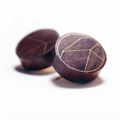 Lineae Taarkashi Wooden Earring - Brass Inlay Craft – Jewellery on Brown Living™. SKU: UATRWJ001. Img 4.