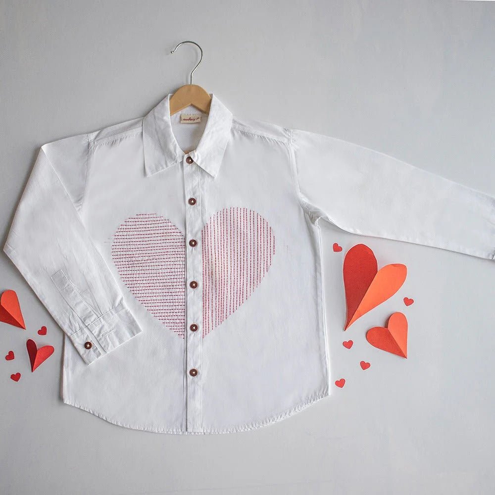 Lined Heart Cotton Embroidered Shirt – Kids Shirts on Brown Living™. SKU: LHSES - 01. Img 6.