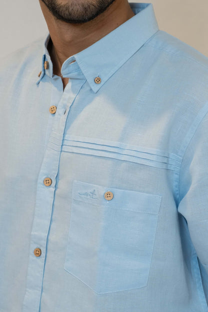 Linen Cotton Classic Breezy Blue | Soft & Stylish Wear – Mens Shirt on Brown Living™. SKU: ANTLCCFLBBS. Img 2.