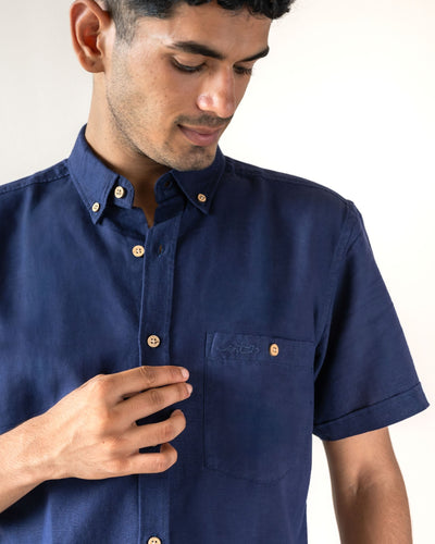 Linen Cotton Half Sleeve Men's Shirt | Monsoon to Festive – Mens Shirt on Brown Living™. SKU: ANTLCDS. Img 3.