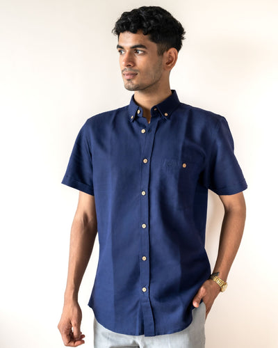 Linen Cotton Half Sleeve Men's Shirt | Monsoon to Festive – Mens Shirt on Brown Living™. SKU: ANTLCDS. Img 1.