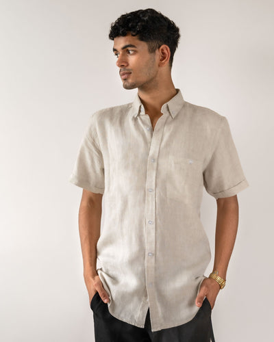 Linen Cotton Half Sleeve Men's Shirt | Monsoon to Festive – Mens Shirt on Brown Living™. SKU: ANTPLES. Img 12.