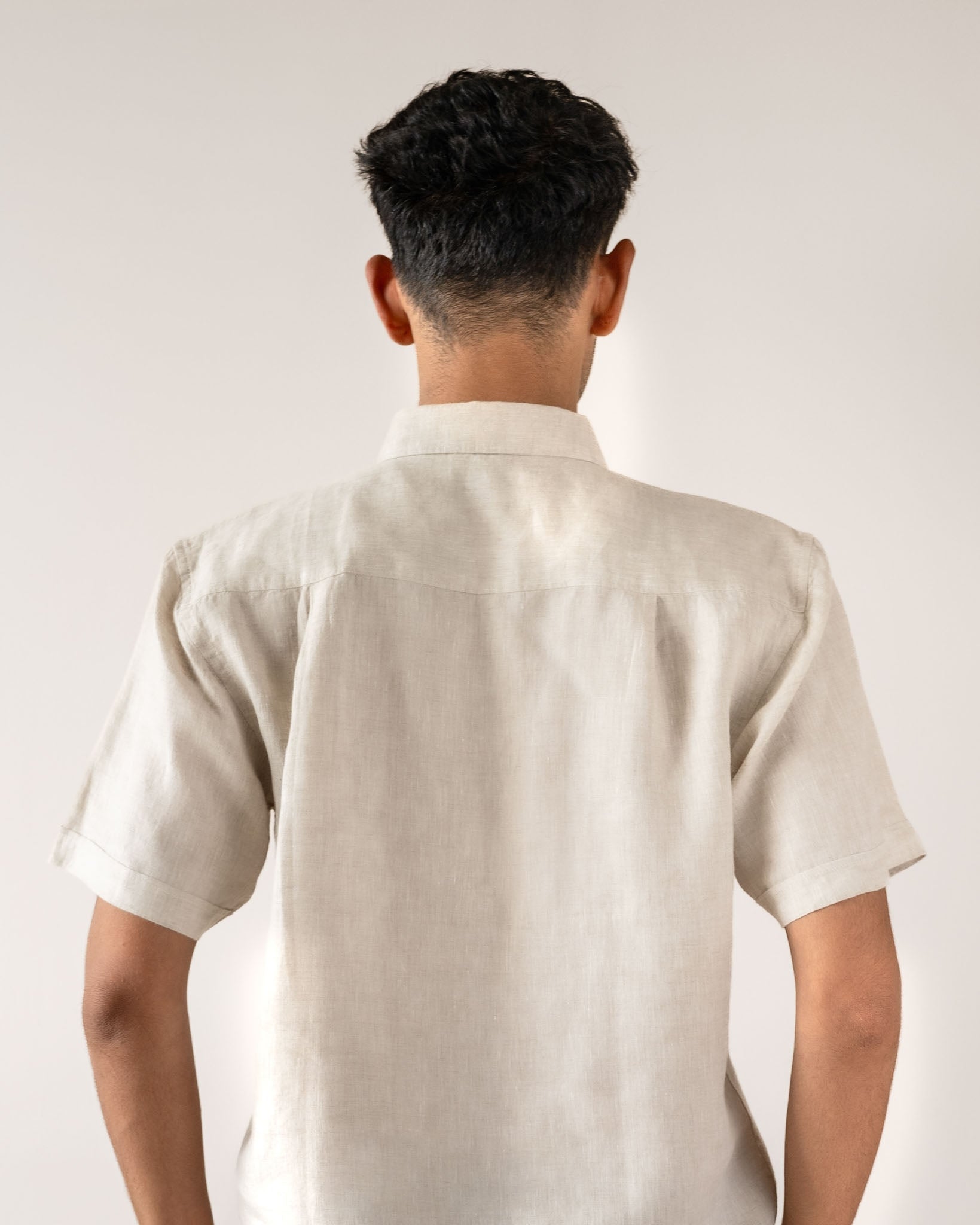 Linen Cotton Half Sleeve Men's Shirt | Monsoon to Festive – Mens Shirt on Brown Living™. SKU: ANTPLES. Img 13.