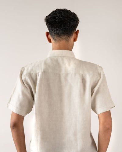 Linen Cotton Half Sleeve Men's Shirt | Monsoon to Festive – Mens Shirt on Brown Living™. SKU: ANTPLES. Img 13.