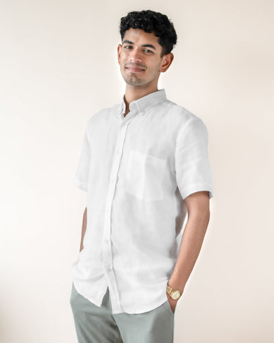 Linen Cotton Half Sleeve Men's Shirt | Monsoon to Festive – Mens Shirt on Brown Living™. SKU: ANTPLLS. Img 6.