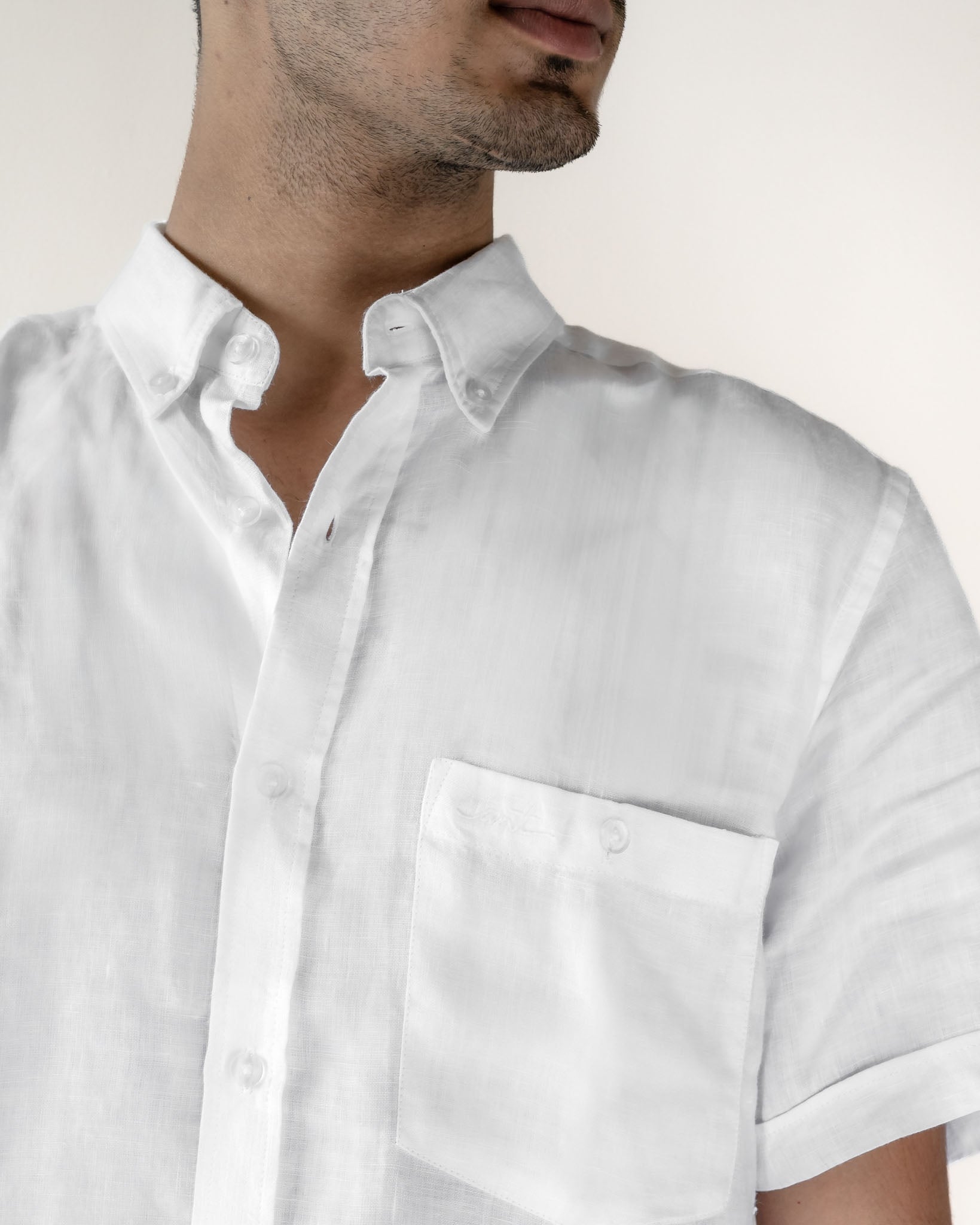 Linen Cotton Half Sleeve Men's Shirt | Monsoon to Festive – Mens Shirt on Brown Living™. SKU: ANTPLLS. Img 8.