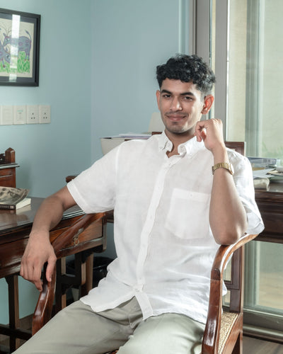 Linen Cotton Half Sleeve Men's Shirt | Monsoon to Festive – Mens Shirt on Brown Living™. SKU: ANTPLLS. Img 11.
