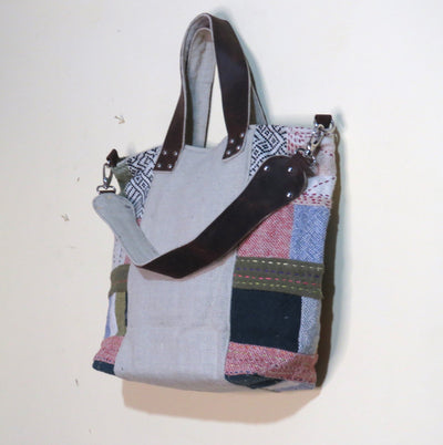Linen Cotton Hobo Bag with Upcycled Details – Handbags on Brown Living™. SKU: KRBL03. Img 5.