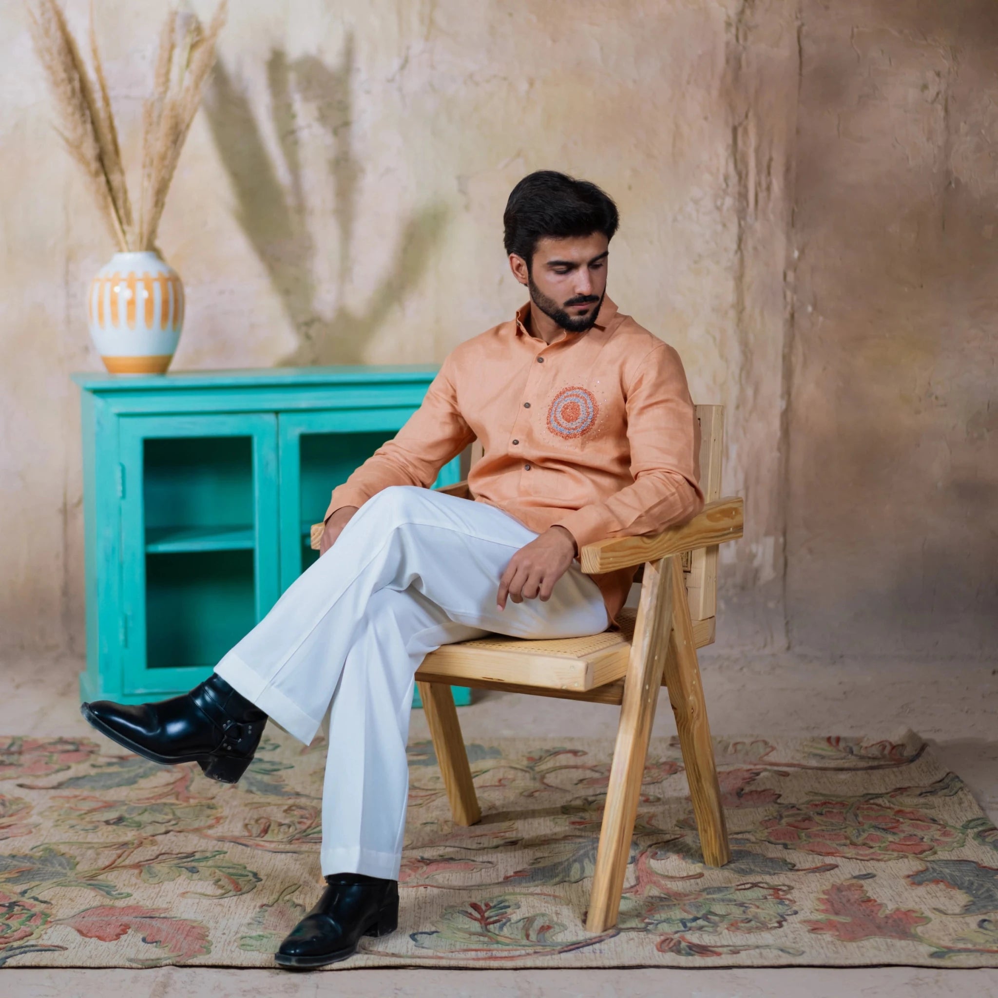 Linen Ember Shirt For Men Contemporary Casual Shirt – Men Shirt on Brown Living™. SKU: Aayu36. Img 2.