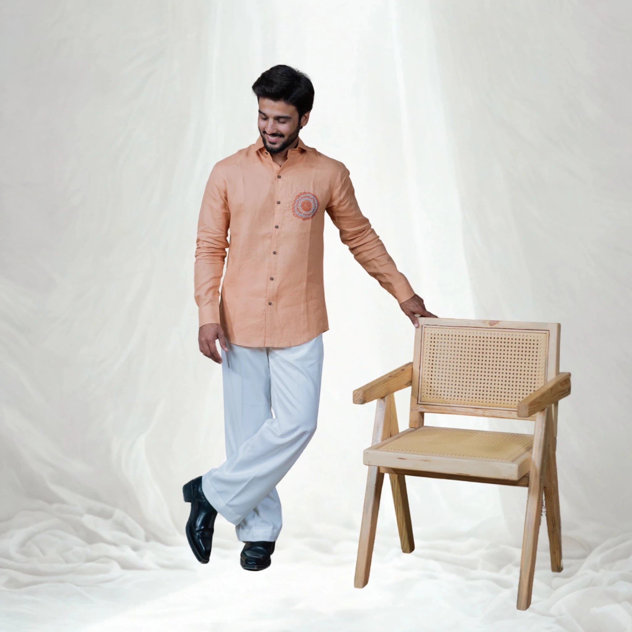 Linen Ember Shirt For Men Contemporary Casual Shirt – Men Shirt on Brown Living™. SKU: Aayu36. Img 1.