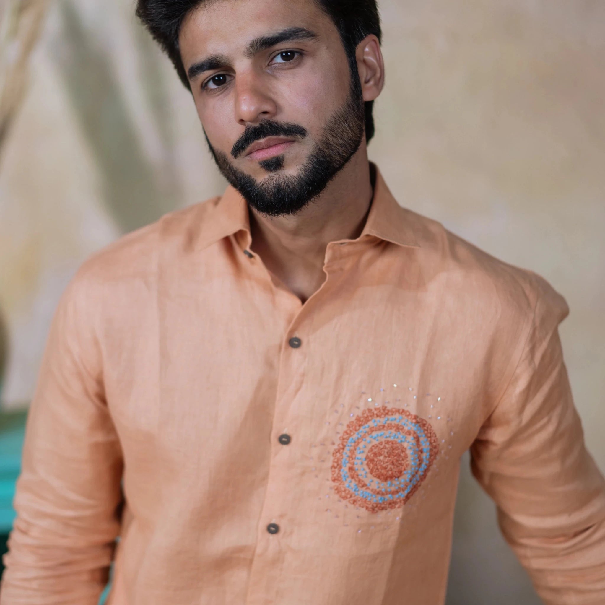 Linen Ember Shirt For Men Contemporary Casual Shirt – Men Shirt on Brown Living™. SKU: Aayu36. Img 4.
