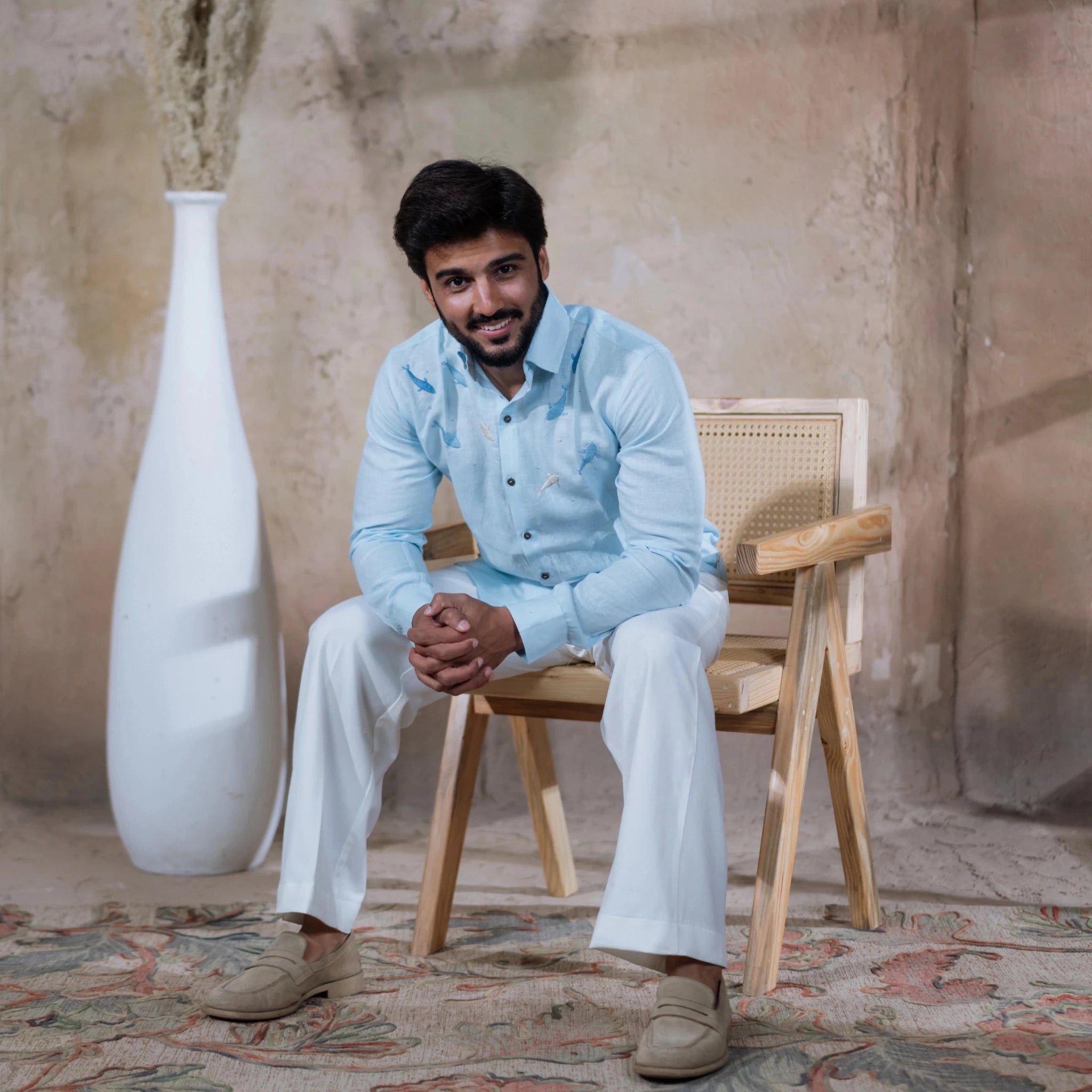 Linen Rill Shirt For Men Contemporary Casual Shirt – Men Shirt on Brown Living™. SKU: Aayu23. Img 3.