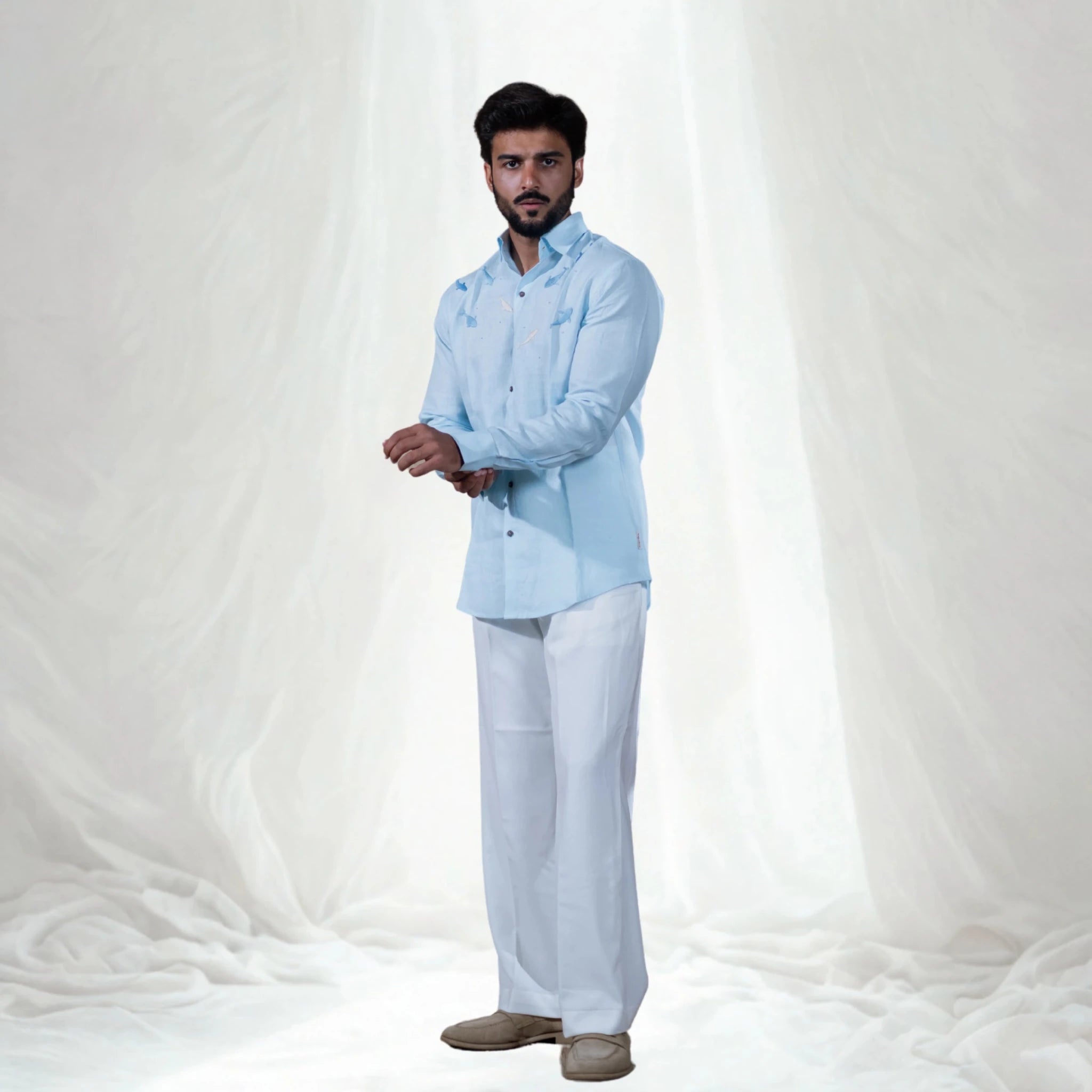 Linen Rill Shirt For Men Contemporary Casual Shirt – Men Shirt on Brown Living™. SKU: Aayu23. Img 1.