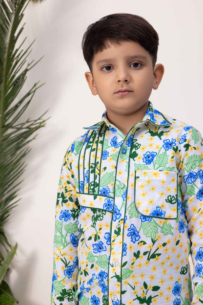 Linen & Tencel Asymmetric Pleated Co - Ord Set | Stylish & Comfortable – Kids Daywear Sets on Brown Living™. SKU: ML-EN-AS-3373to4. Img 2.