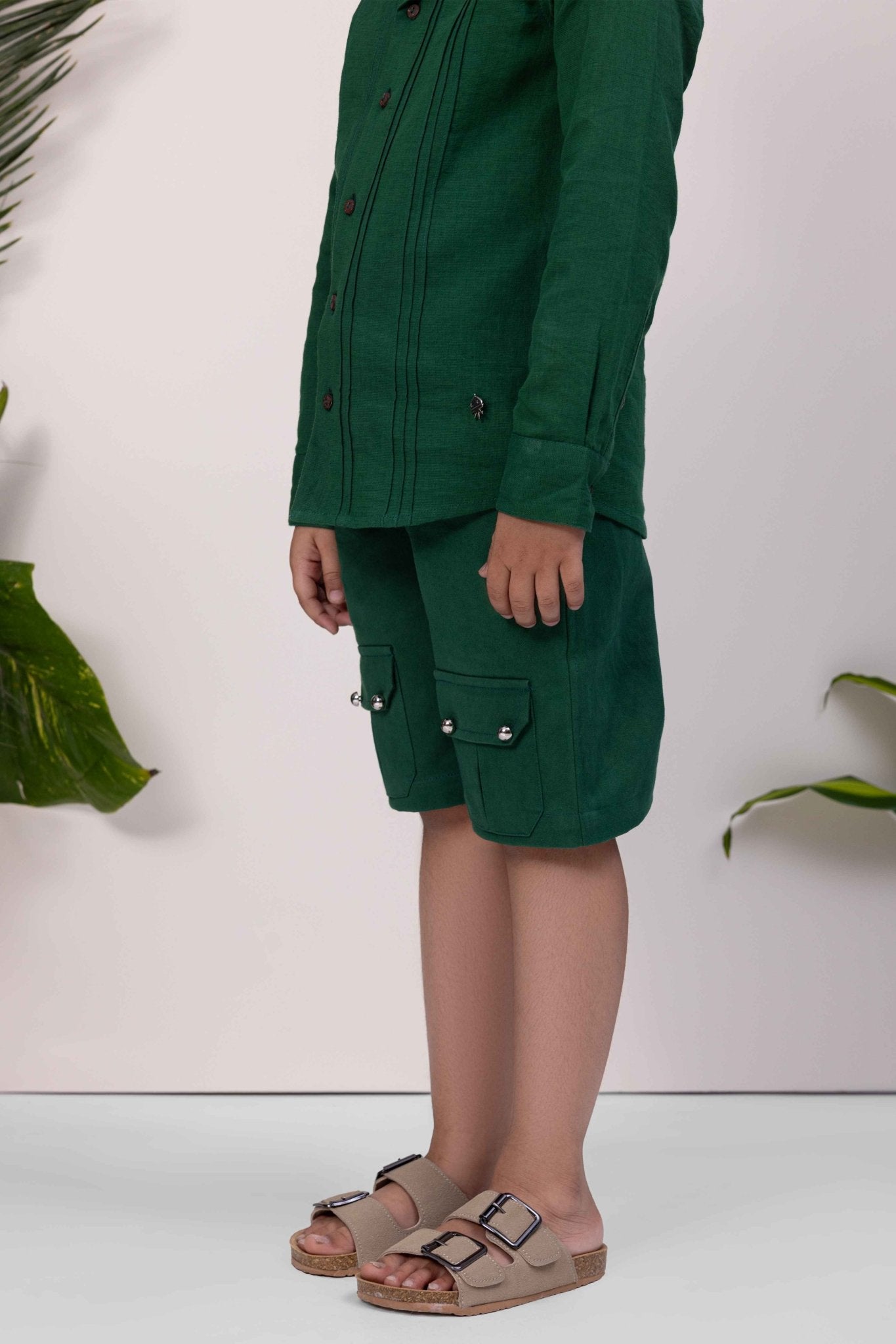 Linen & Tencel Pintuck Co - ord Set | Smart & Comfy Everyday Boys Outfit – Kids Daywear Sets on Brown Living™. SKU: ML-EN-PT-3383to4. Img 4.