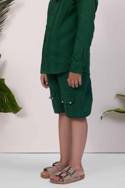 Linen & Tencel Pintuck Co - ord Set | Smart & Comfy Everyday Boys Outfit – Kids Daywear Sets on Brown Living™. SKU: ML-EN-PT-3383to4. Img 4.