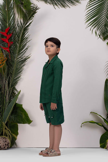 Linen & Tencel Pintuck Co - ord Set | Smart & Comfy Everyday Boys Outfit – Kids Daywear Sets on Brown Living™. SKU: ML-EN-PT-3383to4. Img 2.