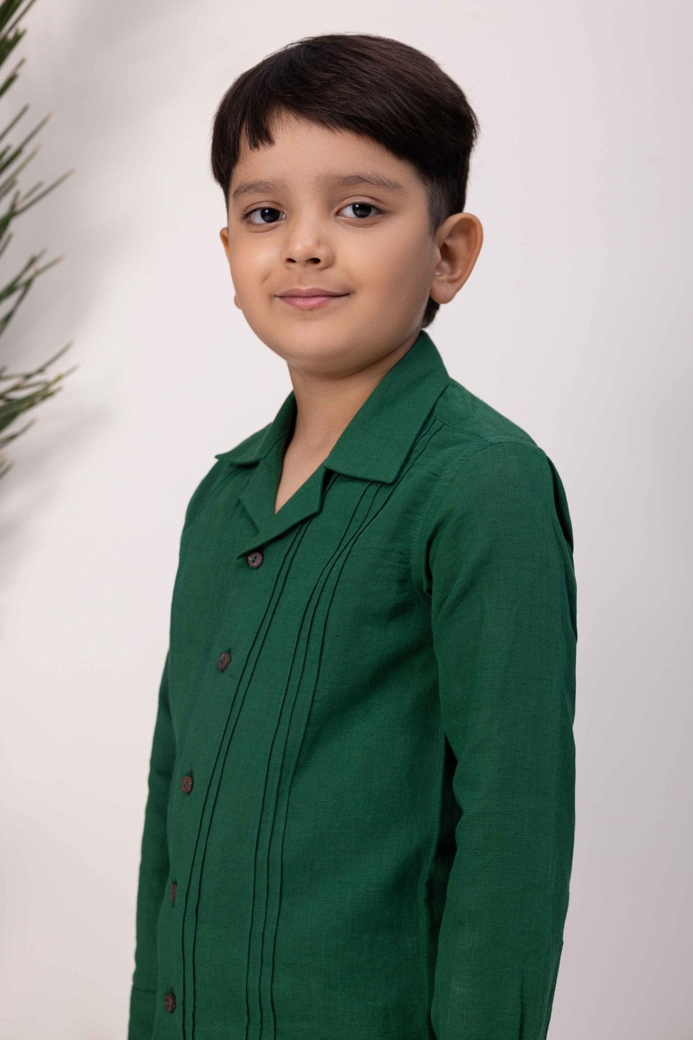 Linen & Tencel Pintuck Co - ord Set | Smart & Comfy Everyday Boys Outfit – Kids Daywear Sets on Brown Living™. SKU: ML-EN-PT-3383to4. Img 3.