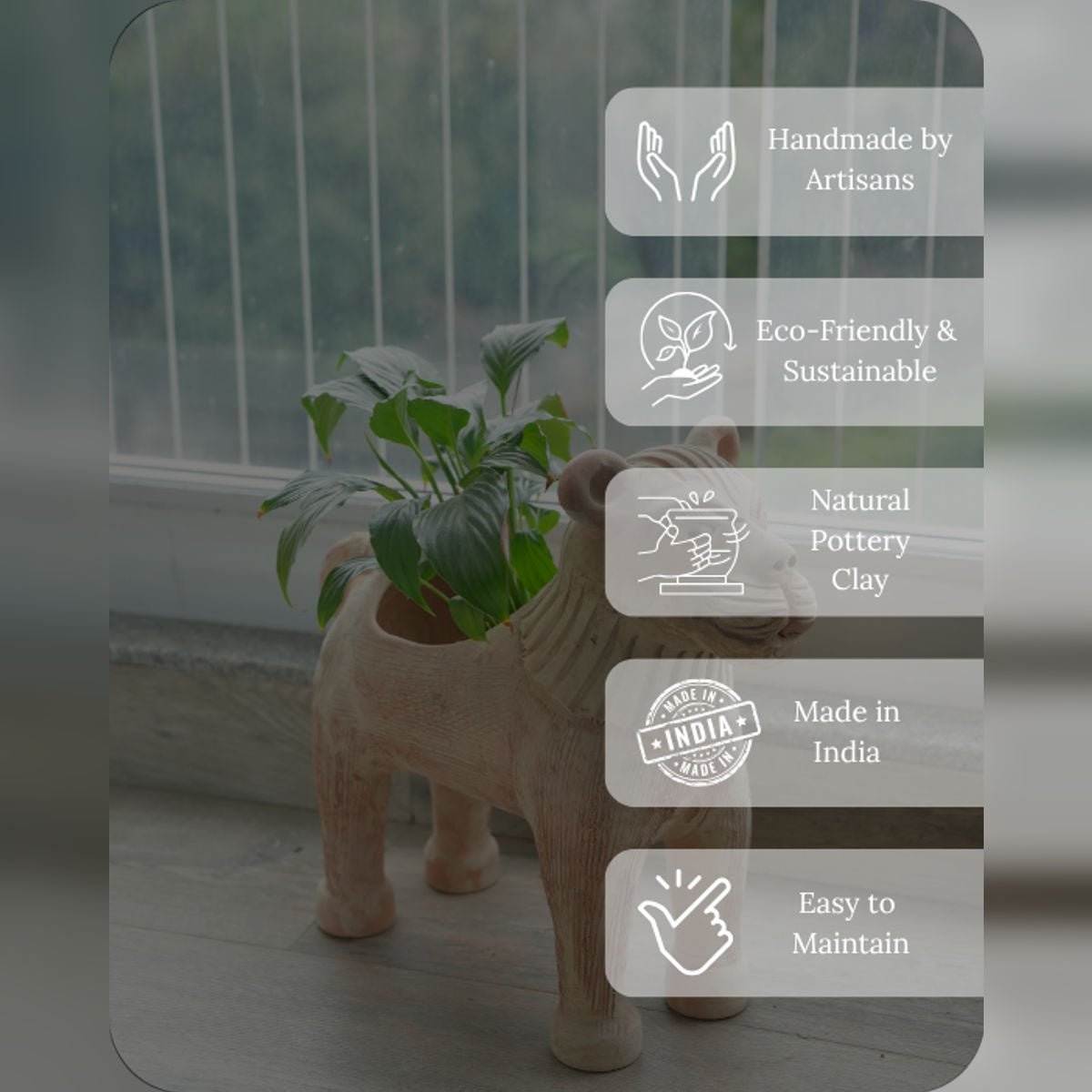 Lion King Earthen Planter – Pots & Planters by Swadeh available on Brown Living™. . SKU: A0_plt_0022. Img 4.