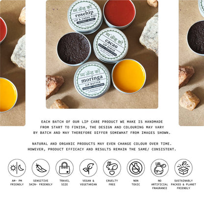 Lip Care Set | Lip Scrub, Lip Butter, Lip & Cheek Tint – Lip Scrub on Brown Living™. SKU: LC03. Img 9.