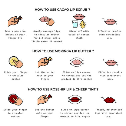 Lip Care Set | Lip Scrub, Lip Butter, Lip & Cheek Tint – Lip Scrub on Brown Living™. SKU: LC03. Img 8.