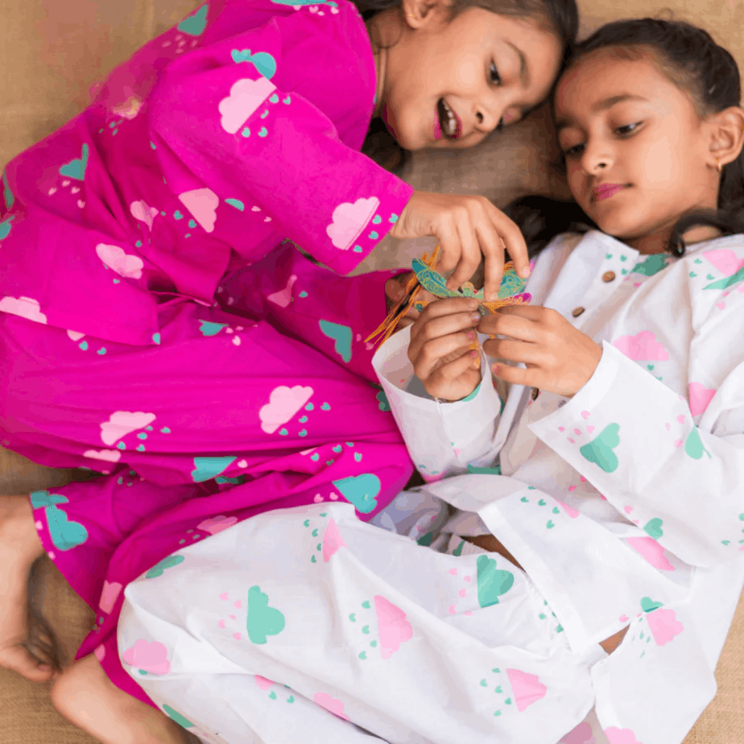 Little Clouds - Unisex Kids Cotton Nightwear – Kids Pyjamas on Brown Living™. SKU: MITHNW-040-1. Img 4.