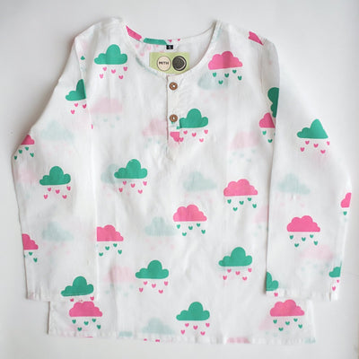 Little Clouds - Unisex Kids Cotton Nightwear – Kids Pyjamas on Brown Living™. SKU: MITHNW - 040 - 1. Img 2.