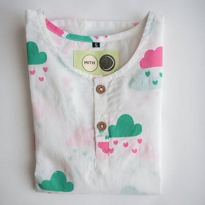 Little Clouds - Unisex Kids Cotton Nightwear – Kids Pyjamas on Brown Living™. SKU: MITHNW - 040 - 1. Img 6.