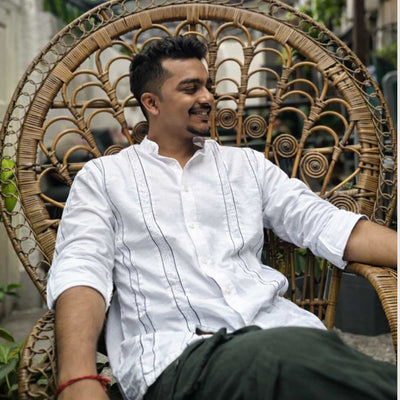 Lola White Hemp Shirt For Men | Sustainable Everyday Wear – Mens Shirt on Brown Living™. SKU: JDSRL6001XS. Img 3.